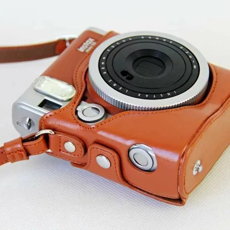 Черный/коричневый из искусственной кожи Чехол Набор для Fuji Fujifilm Instax Mini 90 сумка для цифровой камеры чехол с ремешком