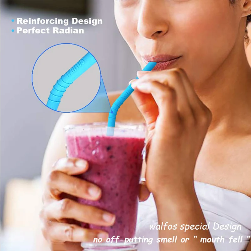 Гибкие трубочки WALFOS многоразовые силиконовые набор соломинок 5 шт./компл. | Дом и