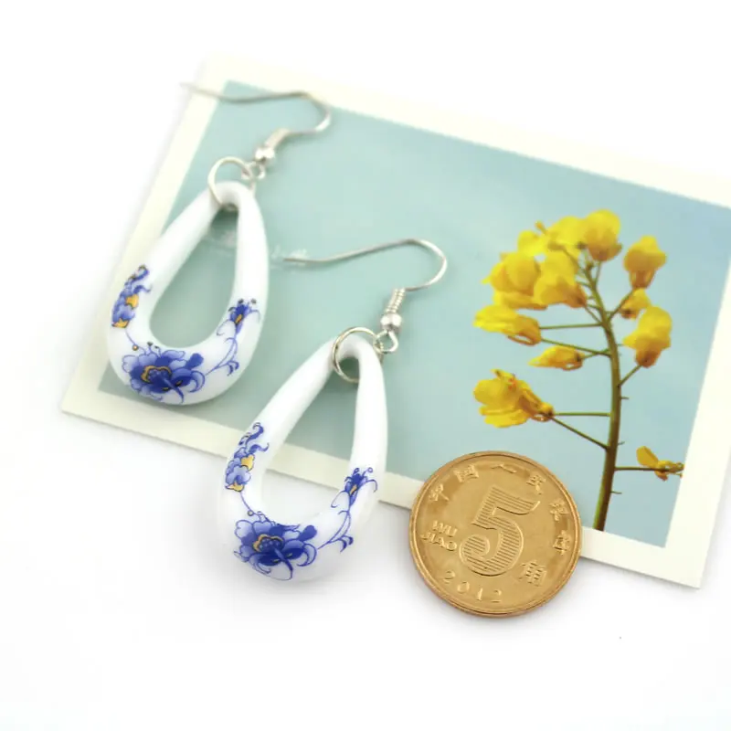 Красивые Висячие серьги с пионами женские модные керамические аксессуары ручной