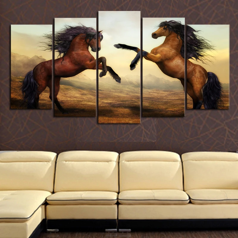 5 шт. настенные картины без рамы с изображением коричневой лошади|art for walls|canvas wall