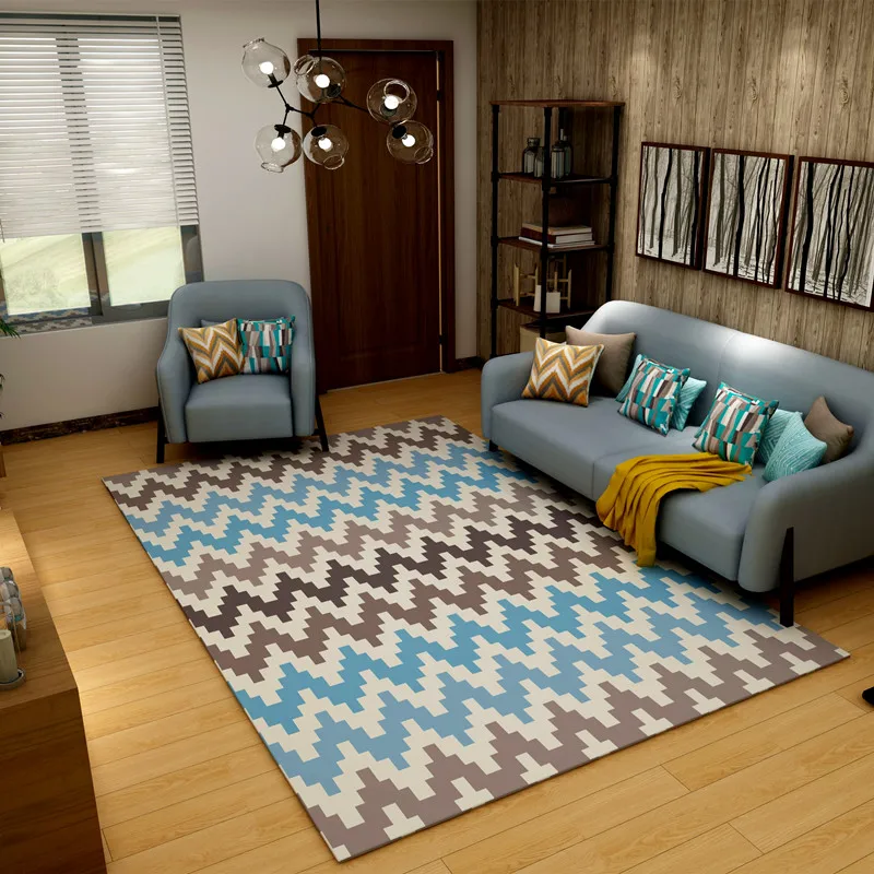 

Nordic Style Striped Large Size Carpet Bedroom Mat Non-slip Super Soft Living Room Decorative Carpets Rug