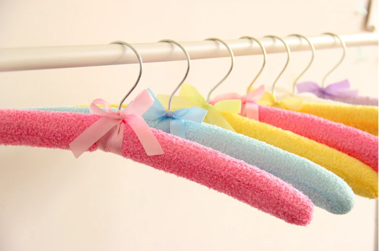 Цветная противоскользящая вешалка для одежды с подкладкой из ворса (10 шт./лот)|padded