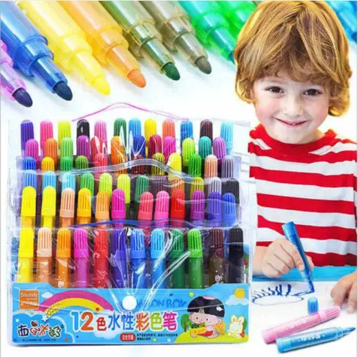 DIY украшения ручки дети живопись 12/24/36 шт. Акварель Pen Картина маркеры Книги по