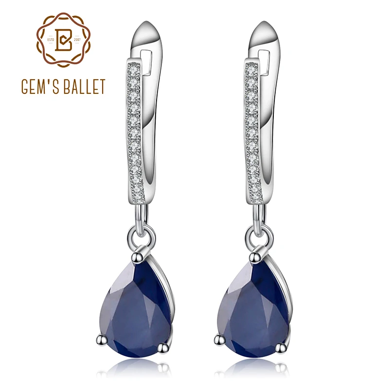 Жемчужные балетные серьги 5,05ct с натуральным синим сапфиром, висячие серьги, 925 пробы серебряные ювелирные украшения для женщин, свадебные