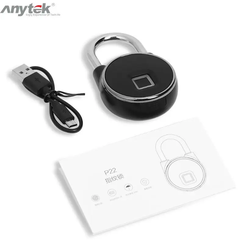 Anytek P22 Умный Замок без ключа с отпечатком пальца IP66 Противоугонный замок безопасности золотой замок безопасности без ключа USB Перезаряжаемый дверной замок