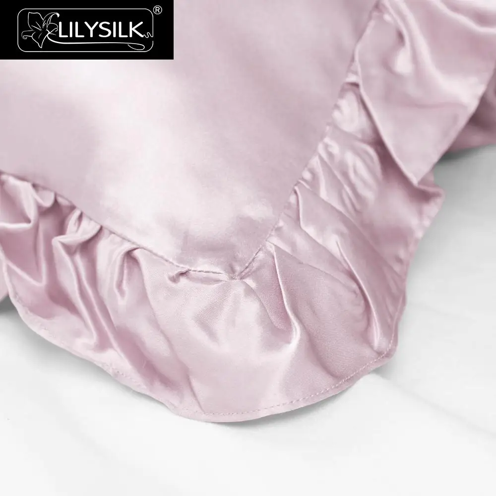 LilySilk наволочка шелк чистый натуральный 100 с оборкой отделка 19 momme для волос тутового шелкопряда 40x40 50x90 см домашний текстиль
