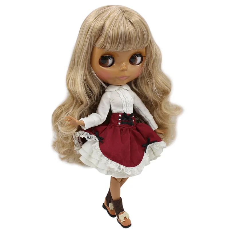 

ICY Nude Factory Blyth doll No.BL1059/9400 Brwon mixed hair style JOINT body Chocolate skin Neo 30cm BJD