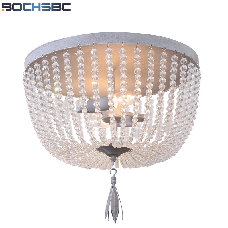 

BOCHSBC Crystal Ceiling Lights Lamp American Retro Hand-woven Led Lamp for Children's Bedroom Study Room Dining Room Lampada Led