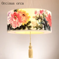 the new chinese hand painted cloth pendant dining room bedroom restaurant china classical pastoral decorative chandelier