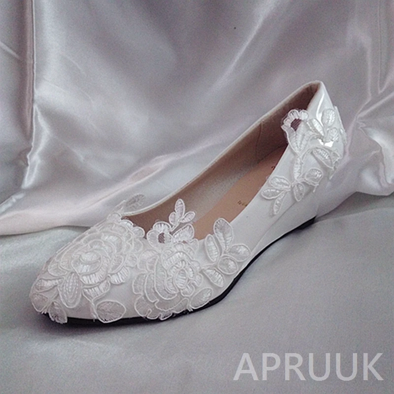 

5CM wedged heel woman white lace wedding shoe bride designer new coming 2019 ladies lace party proms white dress med heel pumps