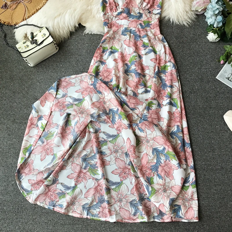 Летнее богемное пляжное платье с цветочным принтом женское сексуальное длинное