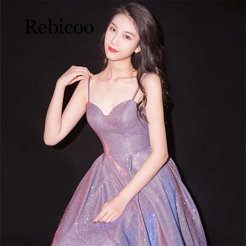 

Rebicoo 2019 new mysterious sexy purple dress strapless beautiful fine flash star dress