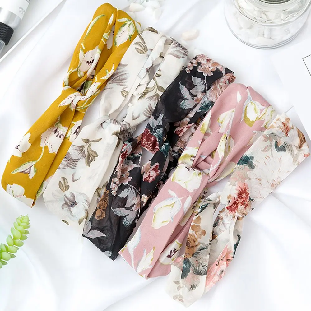 Повязка на голову в Корейском стиле летняя эластичная повязка с цветочным