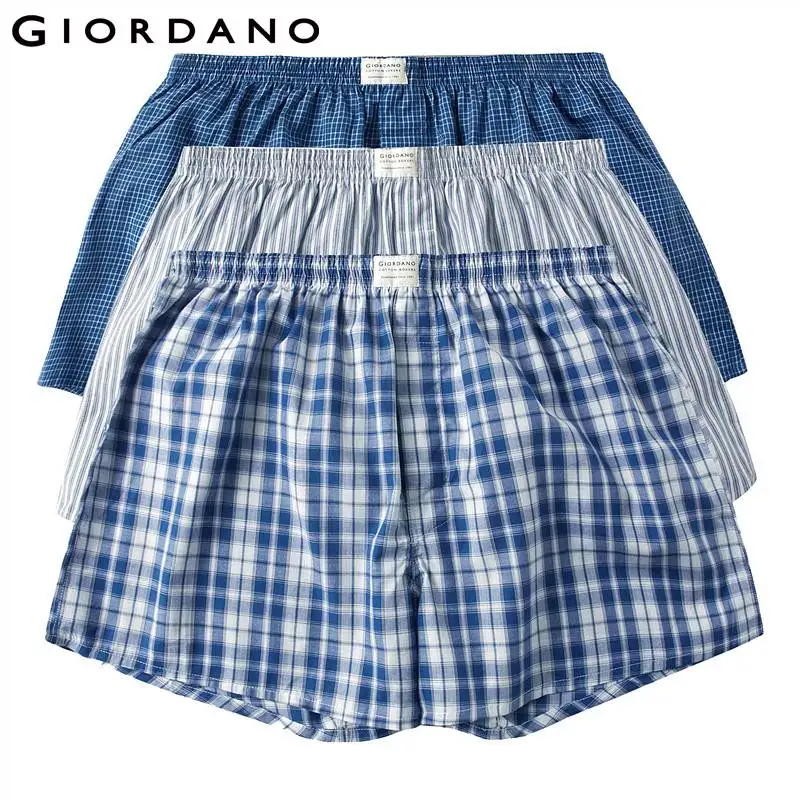 04Blue Giordano трусы мужские три пары трусов боксеров с застежкой на пуговицу мужское нижнее белье выполненных из натурального хлопка в нескольких цветовых решениях - Цвет: 04Blue