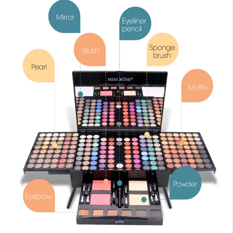 MISS ROSE Brand Shimmer Glitter Matte Eyeshadow Palette Waterproof Eye Shadow Long Lasting Makeup