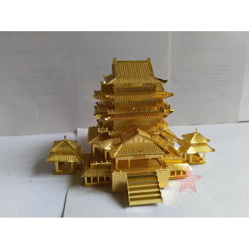 Сдельные Tengwang Pavilion строительные блоки DIY 3d Металл Nano головоломки собрать модель