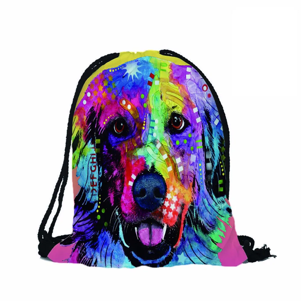 Модные рюкзаки с 3D принтом милый золотистый ретривер разноцветный дизайн для