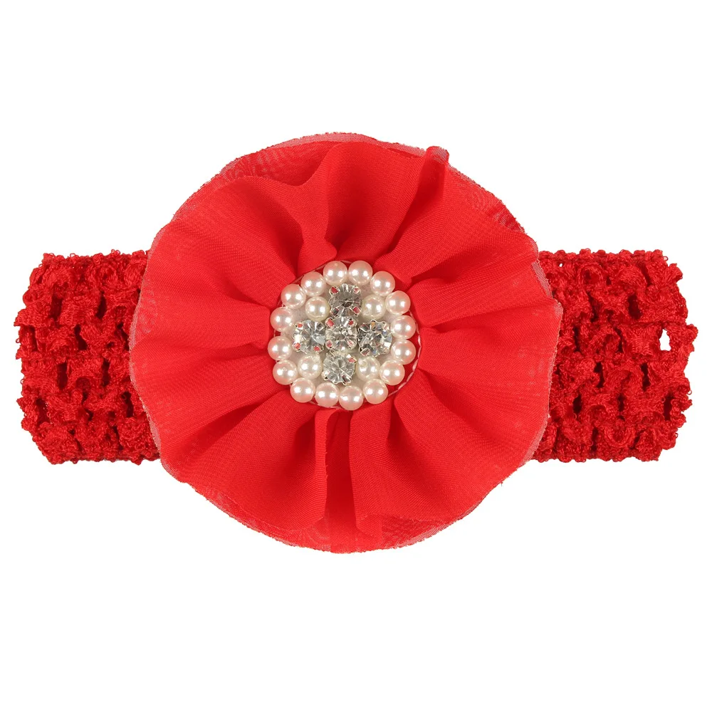 1 Piece MAYA STEPAN Children Pearl Rhinestones Chiffon Head Flower Headdress Baby Newborn Hair Rope Headband Headwear Headwrap | Детская
