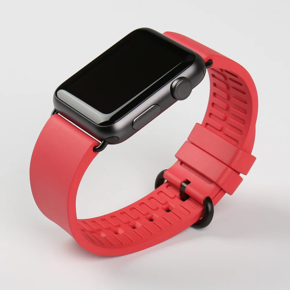 Новая мода цвет Orange fluororubber резиновый ремешок для спорта Apple Watch группа 42 мм 38 мм серии 1& 2 iwatch ремешки