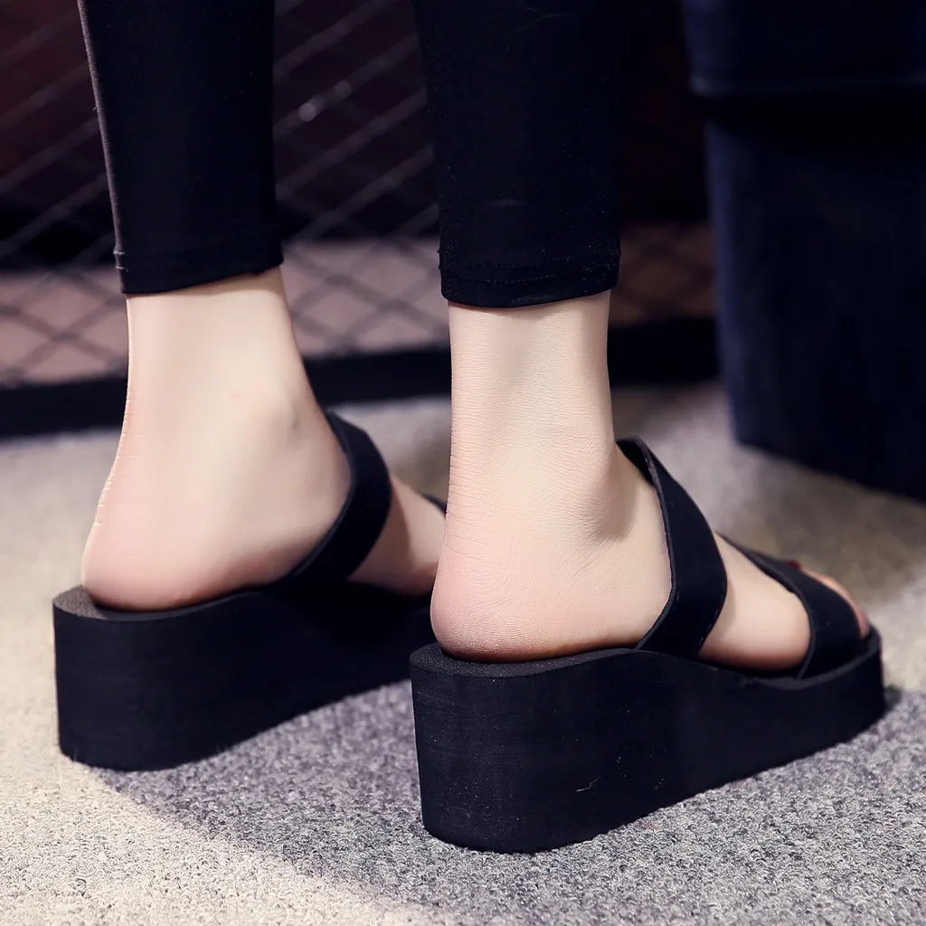 Женские летние богемные шлепанцы SAGACE с клипсой Нескользящие на танкетке пляжная