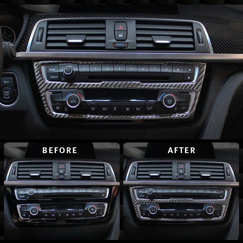 

Carbon Fiber Strip Air Conditioning CD Panel Decorative Cover Trim Auto Interior Accessories Car Styling Sticker for BMW F30 F34