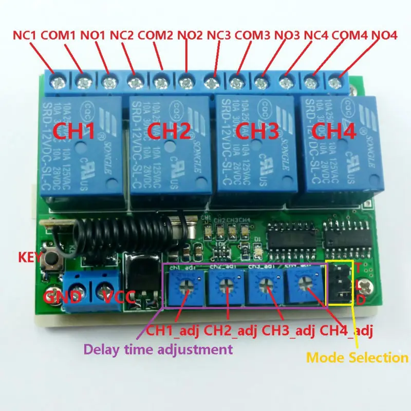 433 92 M DC 12V 4Ch Многофункциональный беспроводной контроллер реле задержки таймера RF