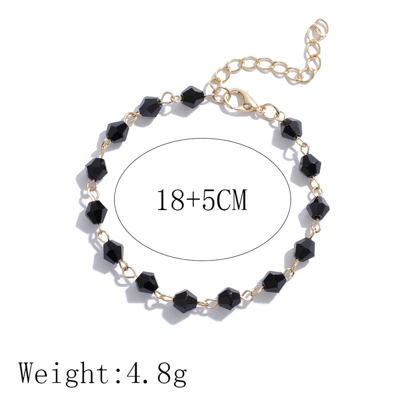 Винтажные черные хрустальные бусины подвески пляжный браслет на ногу для женщин