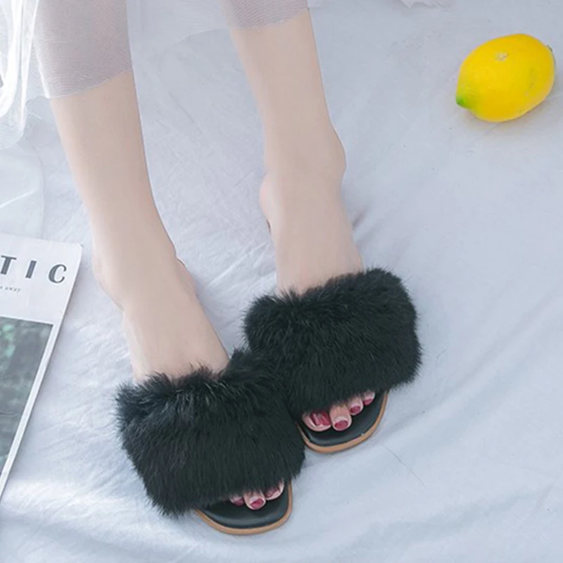 IF IFOND/Новинка летние шлепанцы модные меховые женские сандалии пикантные удобные