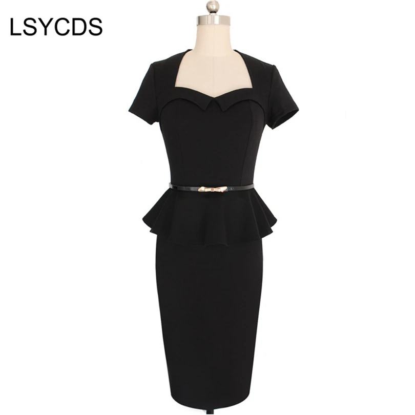 Женское летнее платье с коротким рукавом облегающее карандаш поясом 4XL для