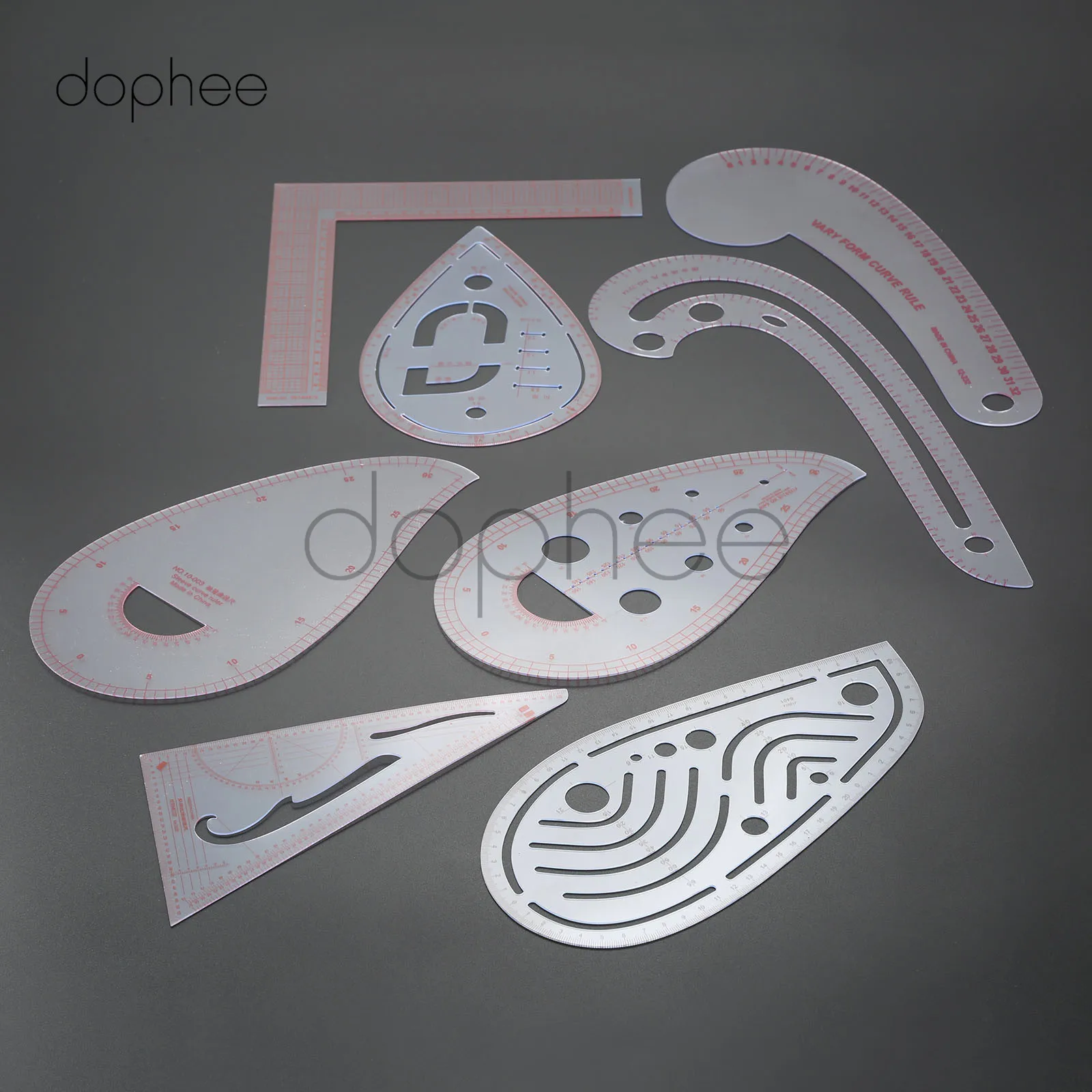 

dophee 8pcs/set Multi-style Sewing Patchwork Ruler French Curve Metric Ruler Measure For DIY Tailor Sewing Dressmaking