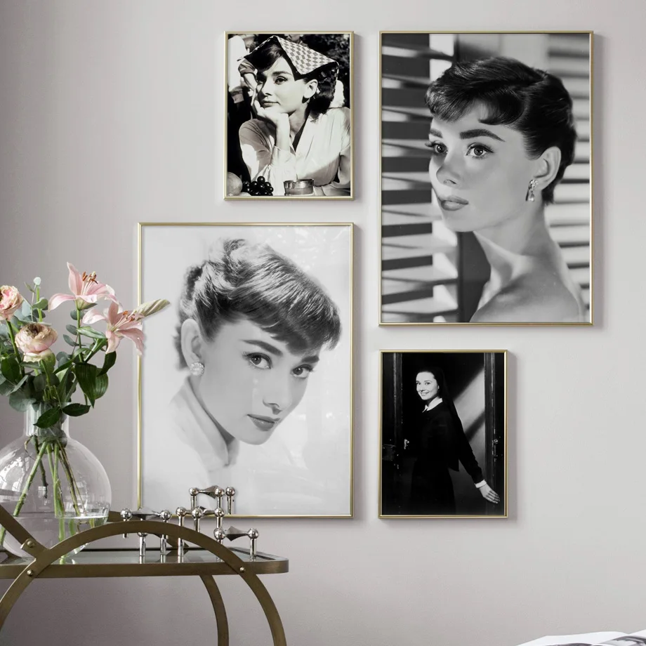 

Wall Art Canvas Painting Black White Audrey Hepburn Photo Nordic Posters And Prints Wall Pictures For Living Room Bed Room Decor