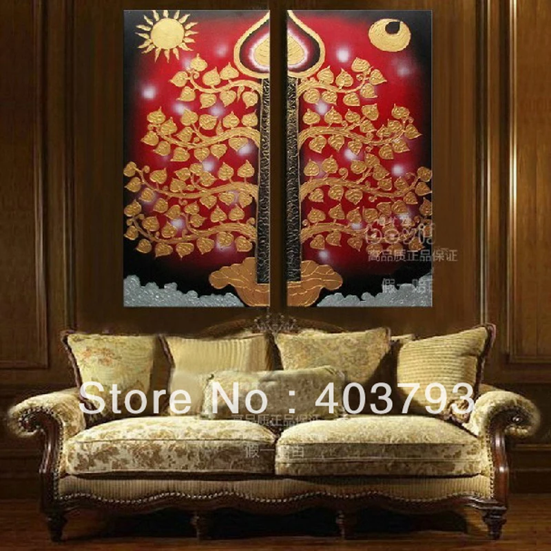 Современная Абстрактная модная картина маслом на холсте солнце и луна bodhi Дерево