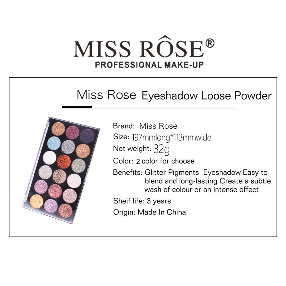 MISS ROSE блестящие перламутровые тени для век 18 цветов водонепроницаемые натуральные тени для век Пудра Косметика с блестками Макияж инструменты для красоты 19L0618