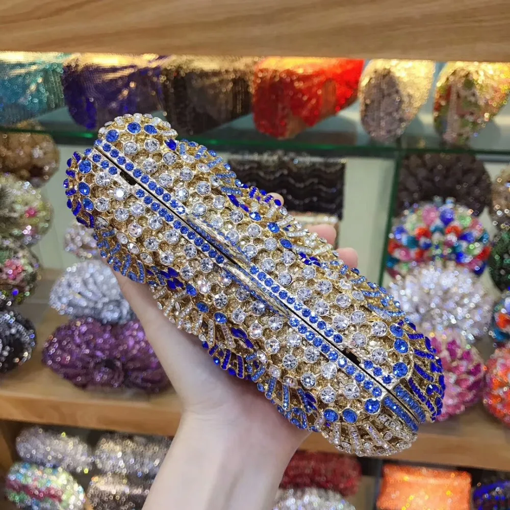 Женская сумка с цветными стразами вечерние сумки Красный/золотой кошелек на