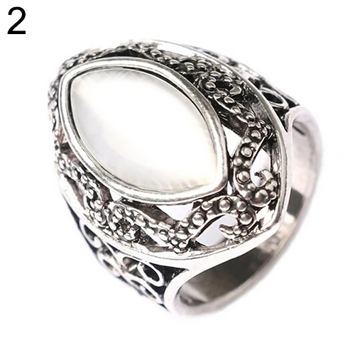 Hot Fashion Women's Luxury Royal Style Hollow Big Resin Opal Party Wedding Ring Jewelry 9B12 | Rings