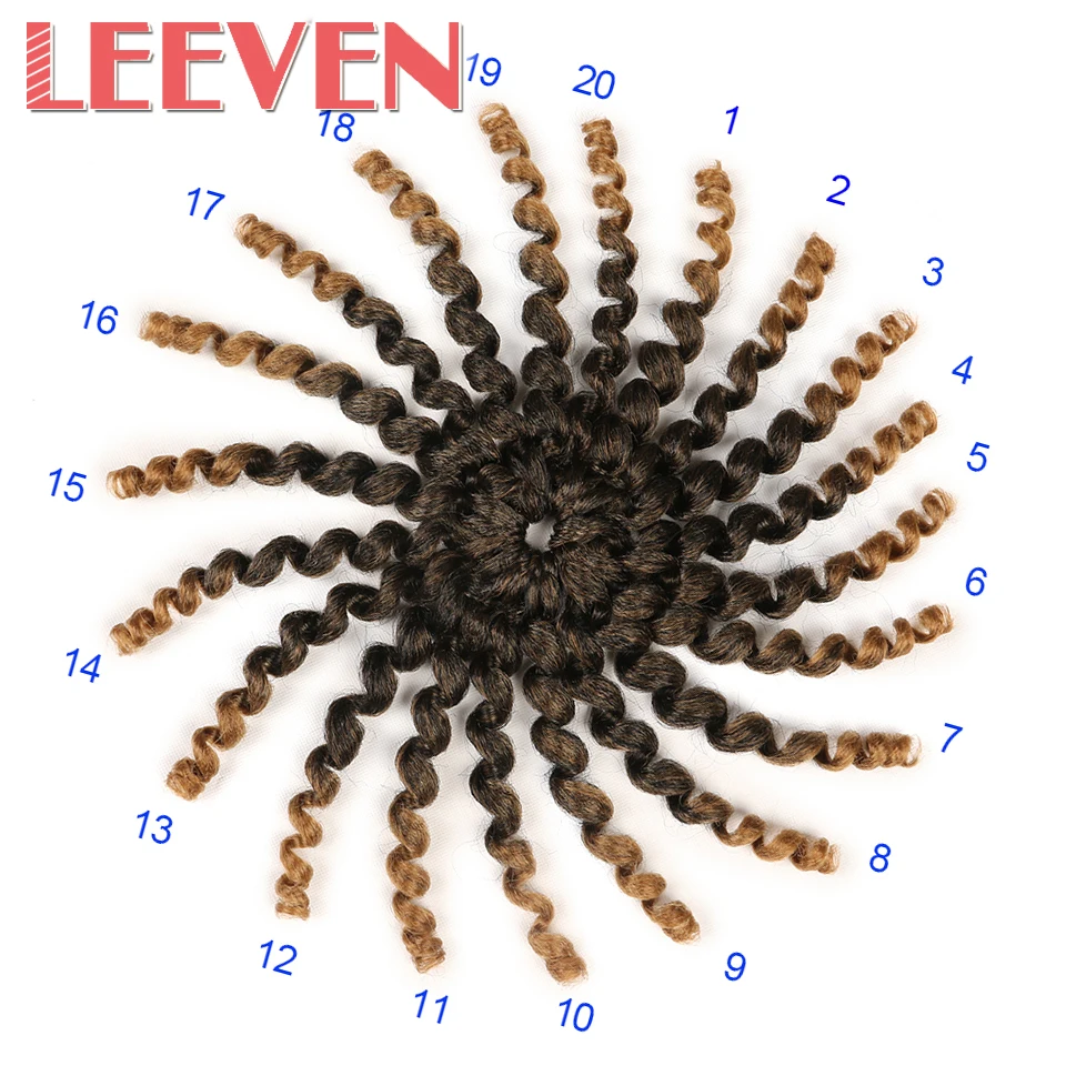 Leeven 8 дюймов 20 прядей волнистые искусственные косички для наращивания волос