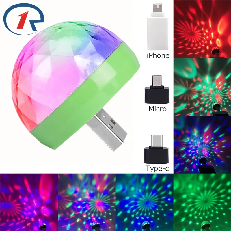 ZjRight красочный кристалл партии LED эффект света DC 5V от iPhone Samsung Android ios портативный