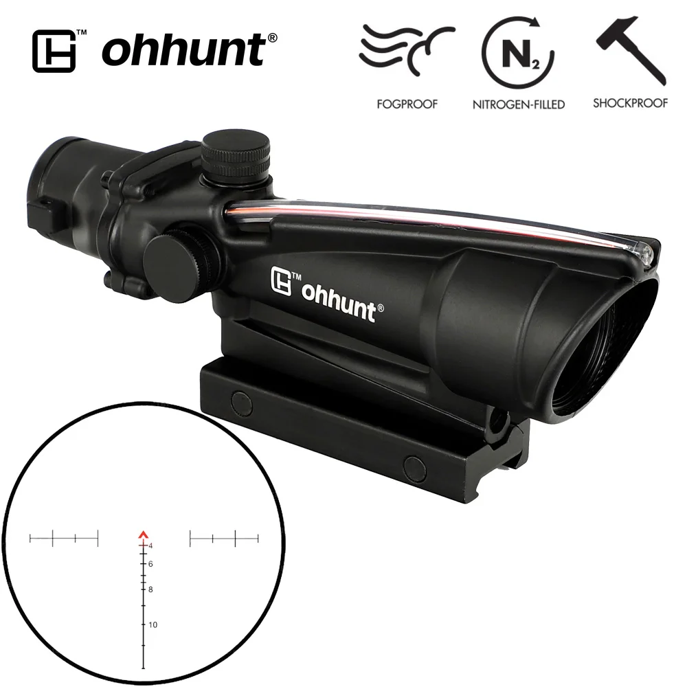Reticle NO.2 Red Ohhunt 5x35 ACOG Стиль Тактический прицел Настоящее волокно красный или зеленый стекло травленая сетка оптика прицелы Охота оптические прицелы - Цвет: Reticle NO.2 Red