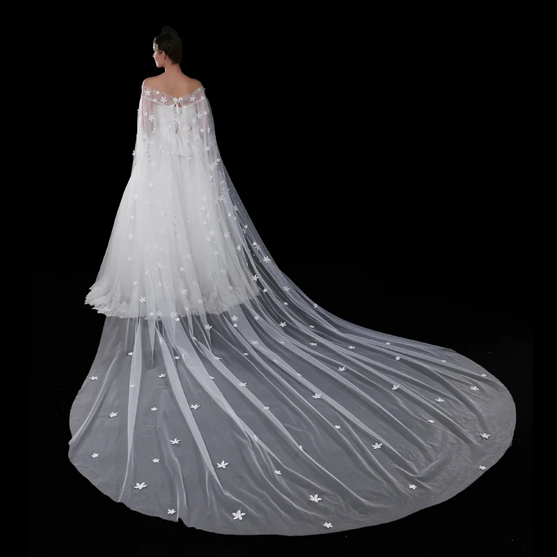 Новинка 2017 элегантная длинная кружевная Свадебная куртка цвета слоновой кости