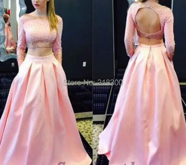 2 шт. пром платья спинки выпускного вечера розовый платье из бисера с рукава|dress me