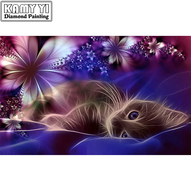 3D Diy Diamond Embroidery 5D Painting Cross Stitch Flower Cat Mosaic Square Full Drill Resin Pattern Rhinestones | Дом и сад