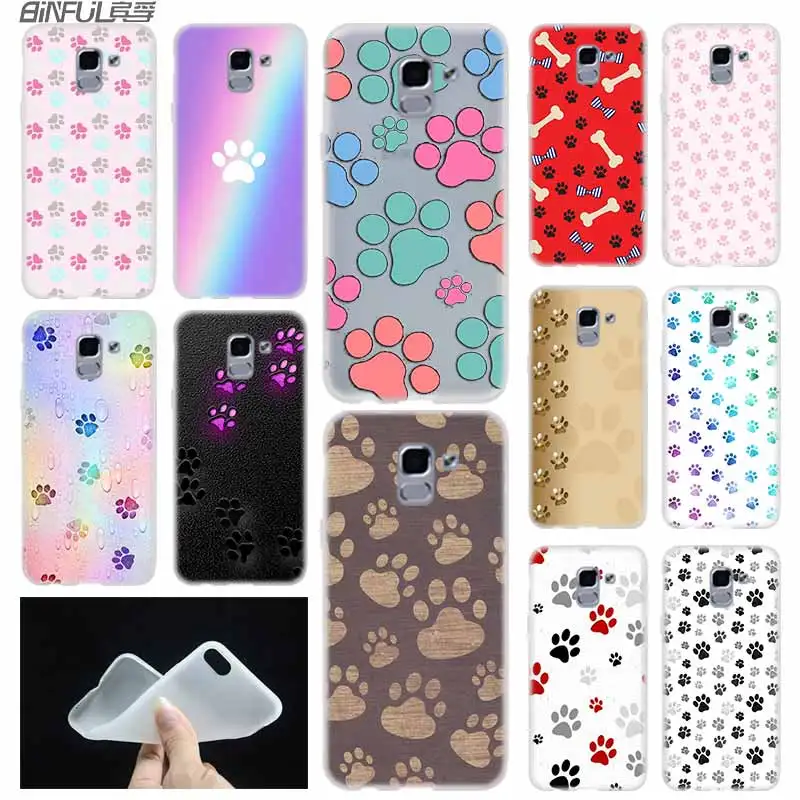 Мягкий чехол из ТПУ для Samsung Galaxy J6 J8 J5 J7 J4 Core Plus 2018 2016 2017 EU Prime Pro Ace Cute Dog Paw Print|Бамперы|