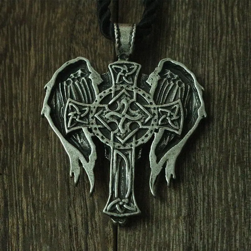 1 шт. Мужская цепочка с подвеской в виде крыльев Ангела|irish crosses|angel cross pendantcross wings