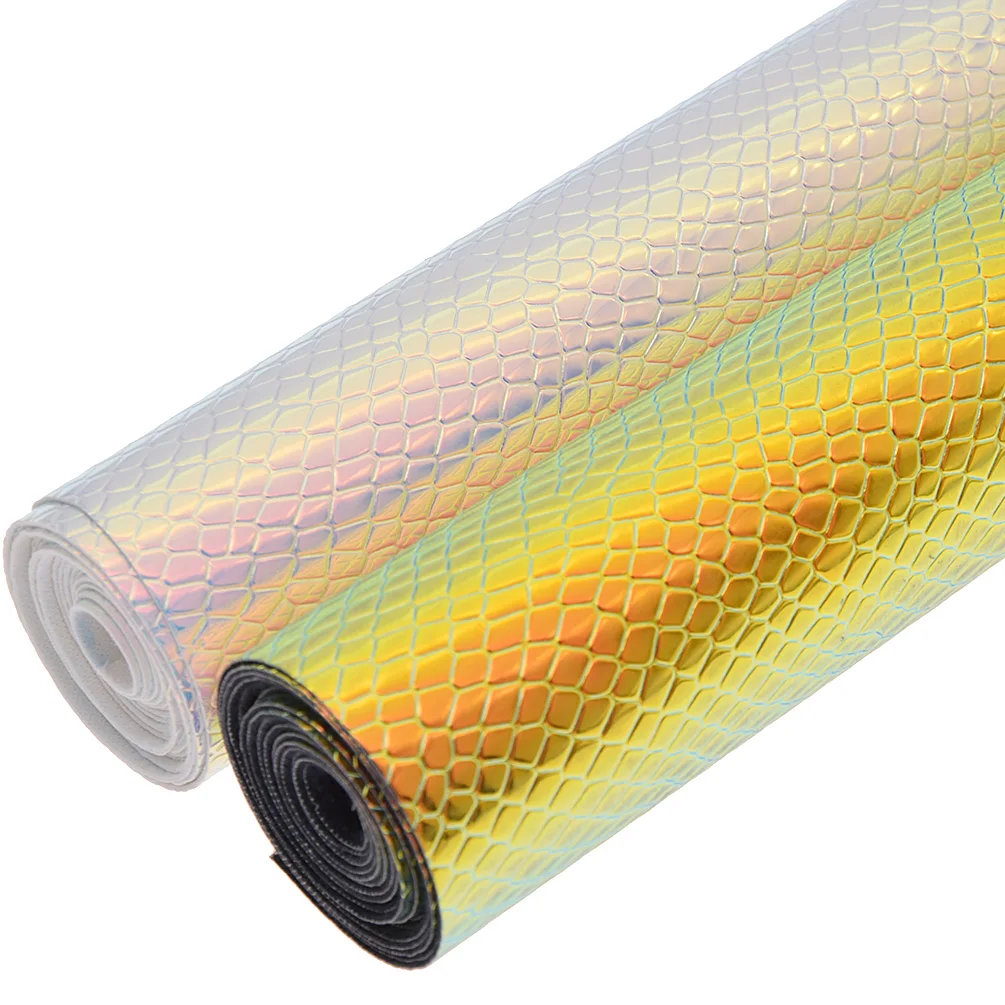 29X137cm Iridescent Laser Snake Synthetic Faux Leather Waterproof Surface PU Fabric For Bows DIY Handmede Crafts | Дом и сад