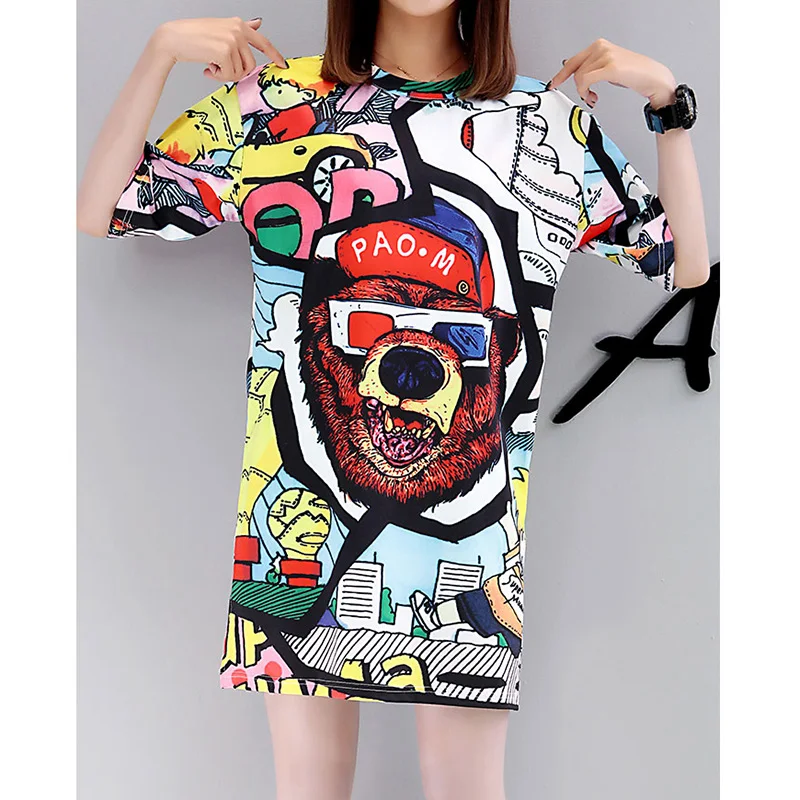 Плюс размер 2XL Весна Осень Европейская уличная мода для женщин с принтом медведя