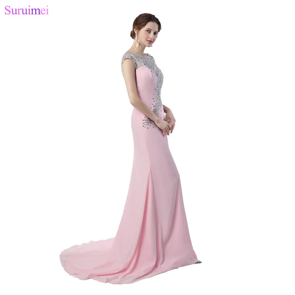 Розовые вечерние платья высококачественное шифоновое платье с юбкой годе