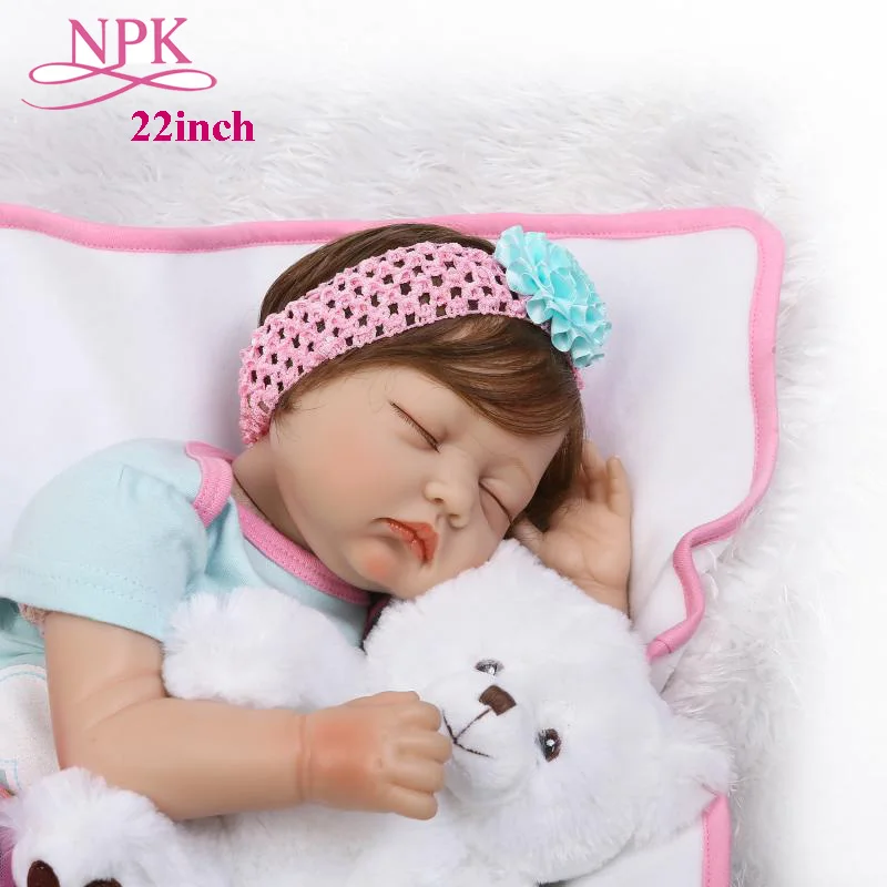 NPK 55 см прелестные куклы для новорожденных живые силиконовые спящие Bebe Reborn Menina