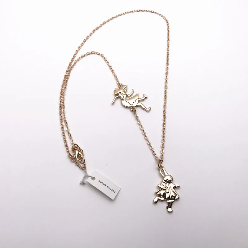 Ожерелье из Алисы в стране чудес универсальное металлическое ювелирное изделие