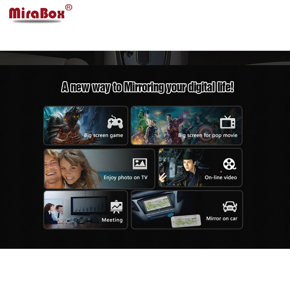 Mirabox-5g зеркало автомобиля ссылку для ios11/Android/YouTube Поддержка RCA/AUX/AV/CVBS презентации