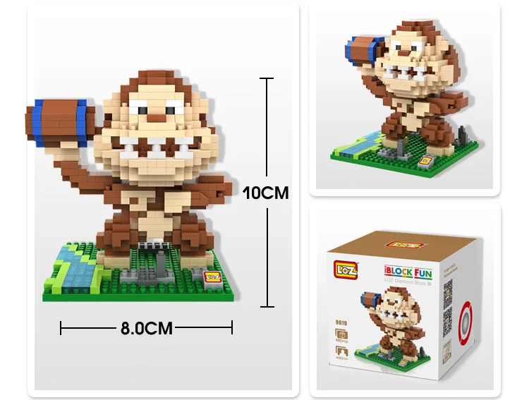 LOZ Diamant Blocs пиксели фигурку Jouets Loisirs King Kong Poupee Orang outan Animal Modele De Brique D'argile Assemblee|pixels